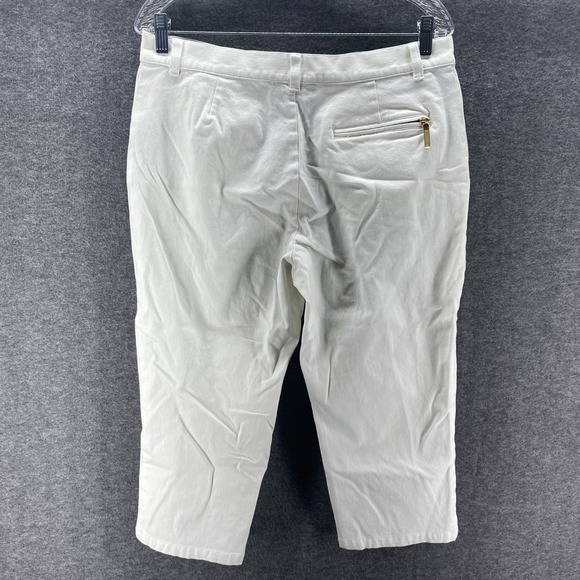 Ralph Lauren Capri Pants Womens 12 White Mid Rise Stretch‎ Hiking Zipper Pockets - Picture 9 of 11